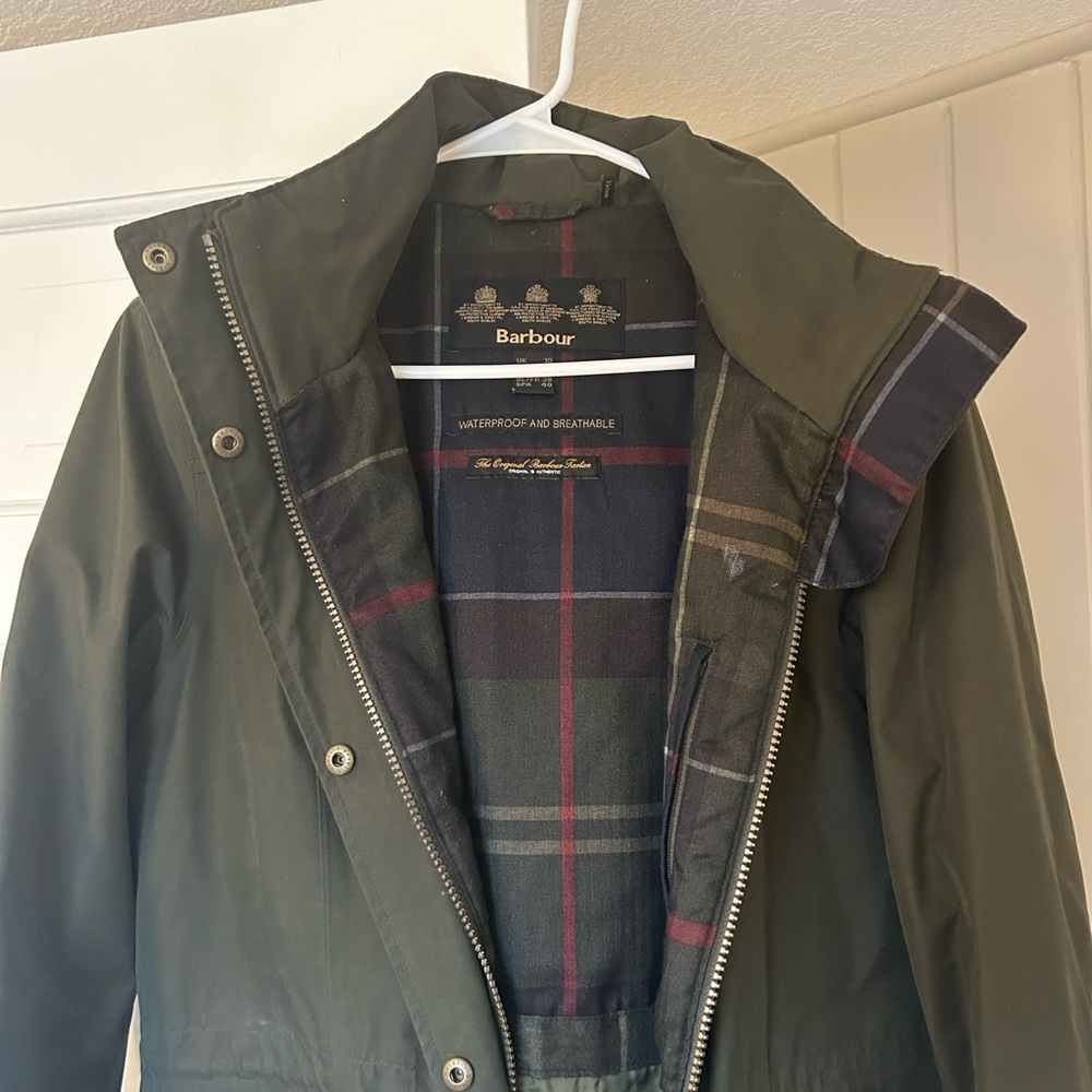 Barbour Hunter Green Jacket with Plaid Lining